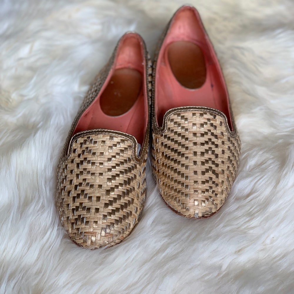 Straw & Gold Loafers by Coach